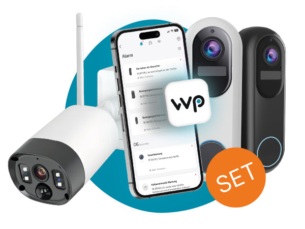 Sicherheit mit Überwachungskameras und Video Türklingeln.