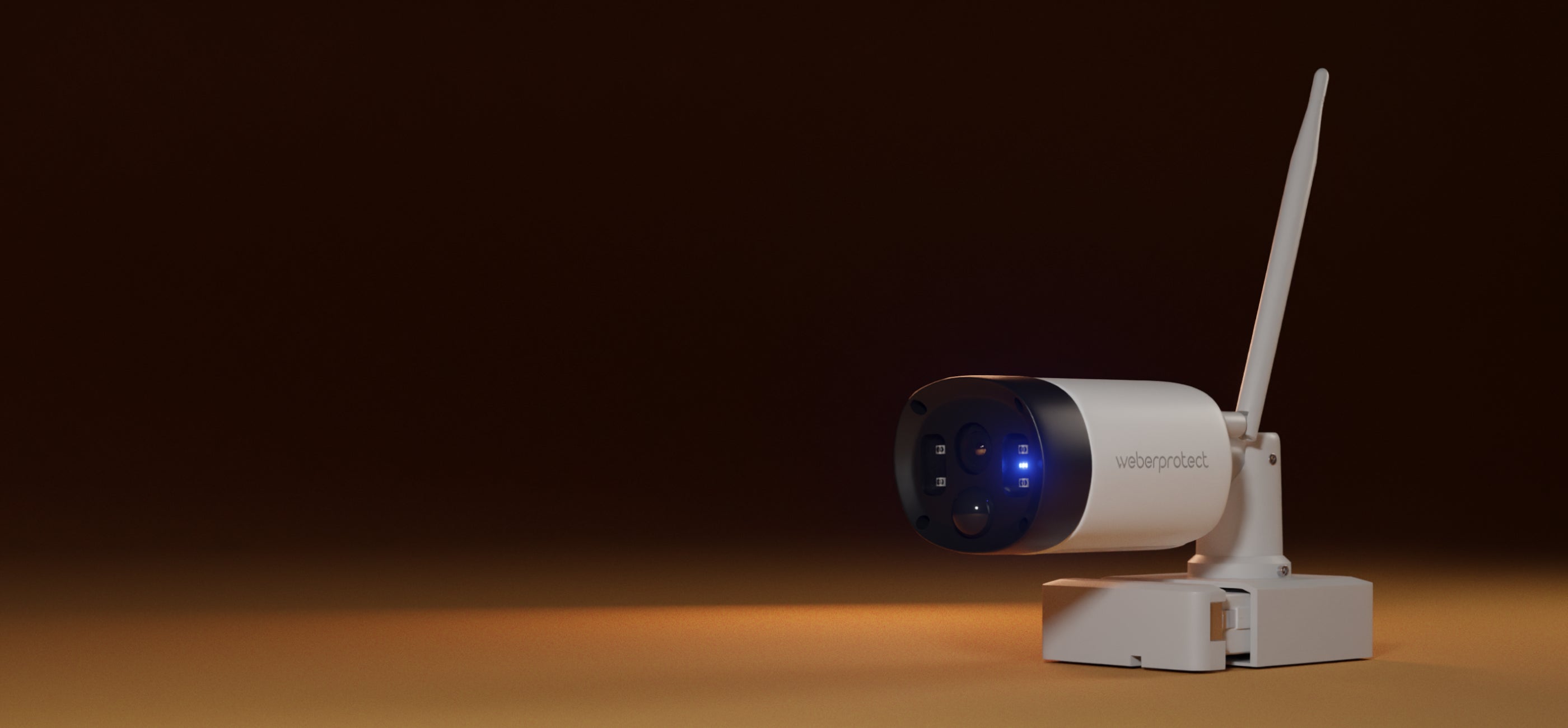 Weber Protect Apollo 2 Akku Überwachungskamera auf neutralem Hintergrund