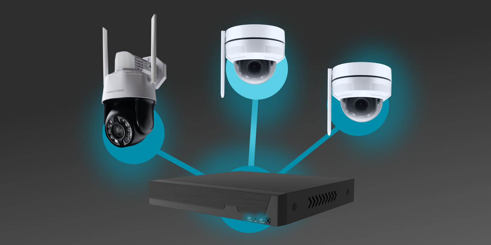 NVR Recoder verbunden mit mehreren Weber Protect Geräten