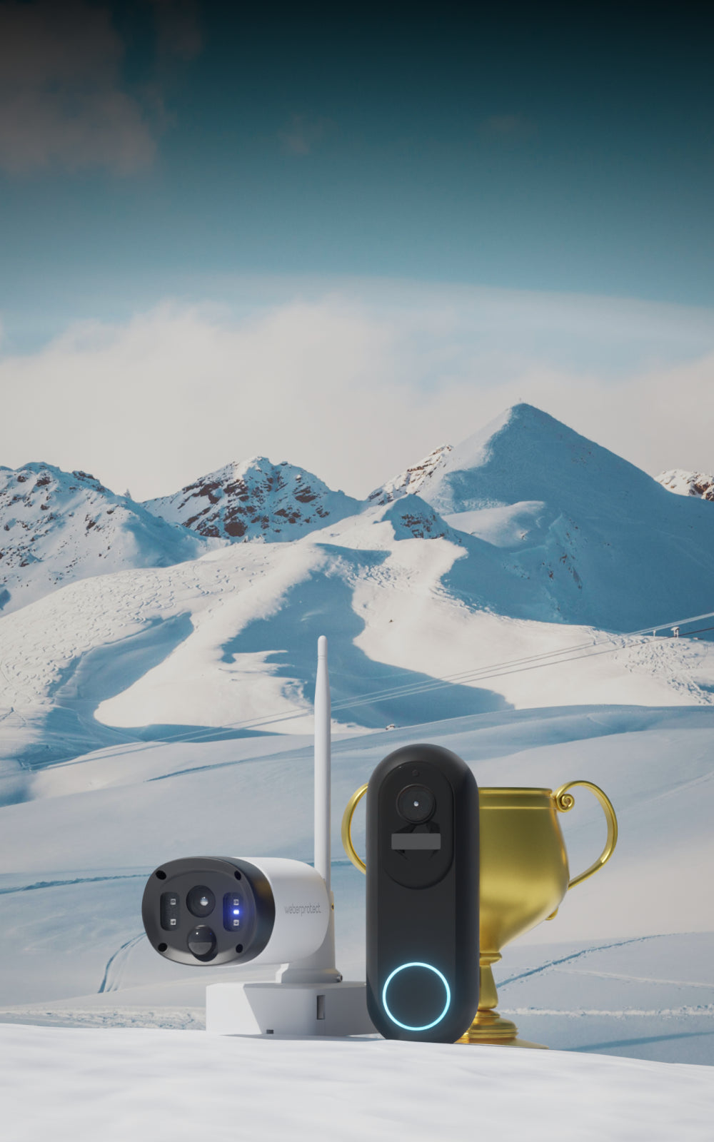 Weber Protect Produkte mit Pokal in Alpen