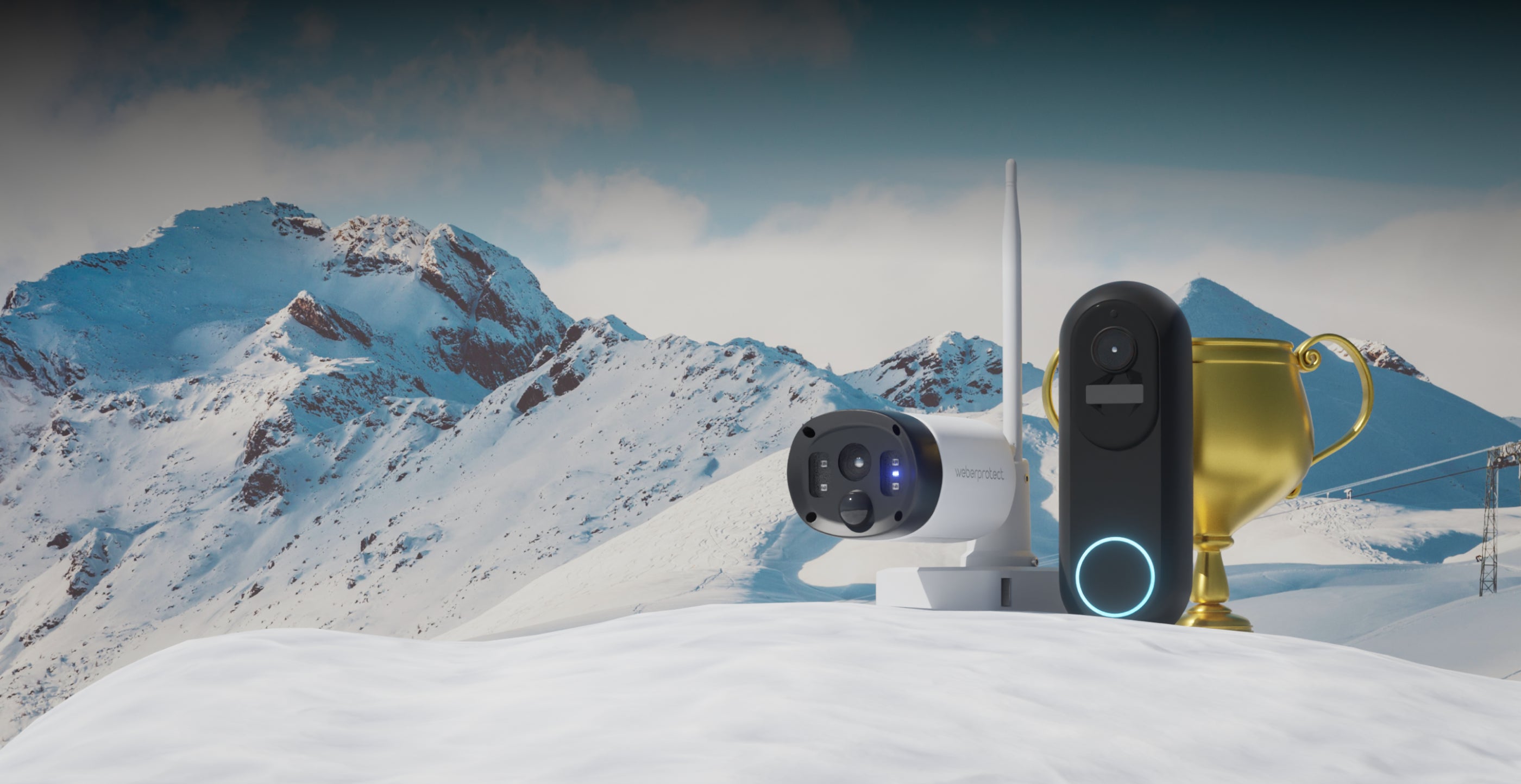 Weber Protect Produkte mit Pokal in Alpen