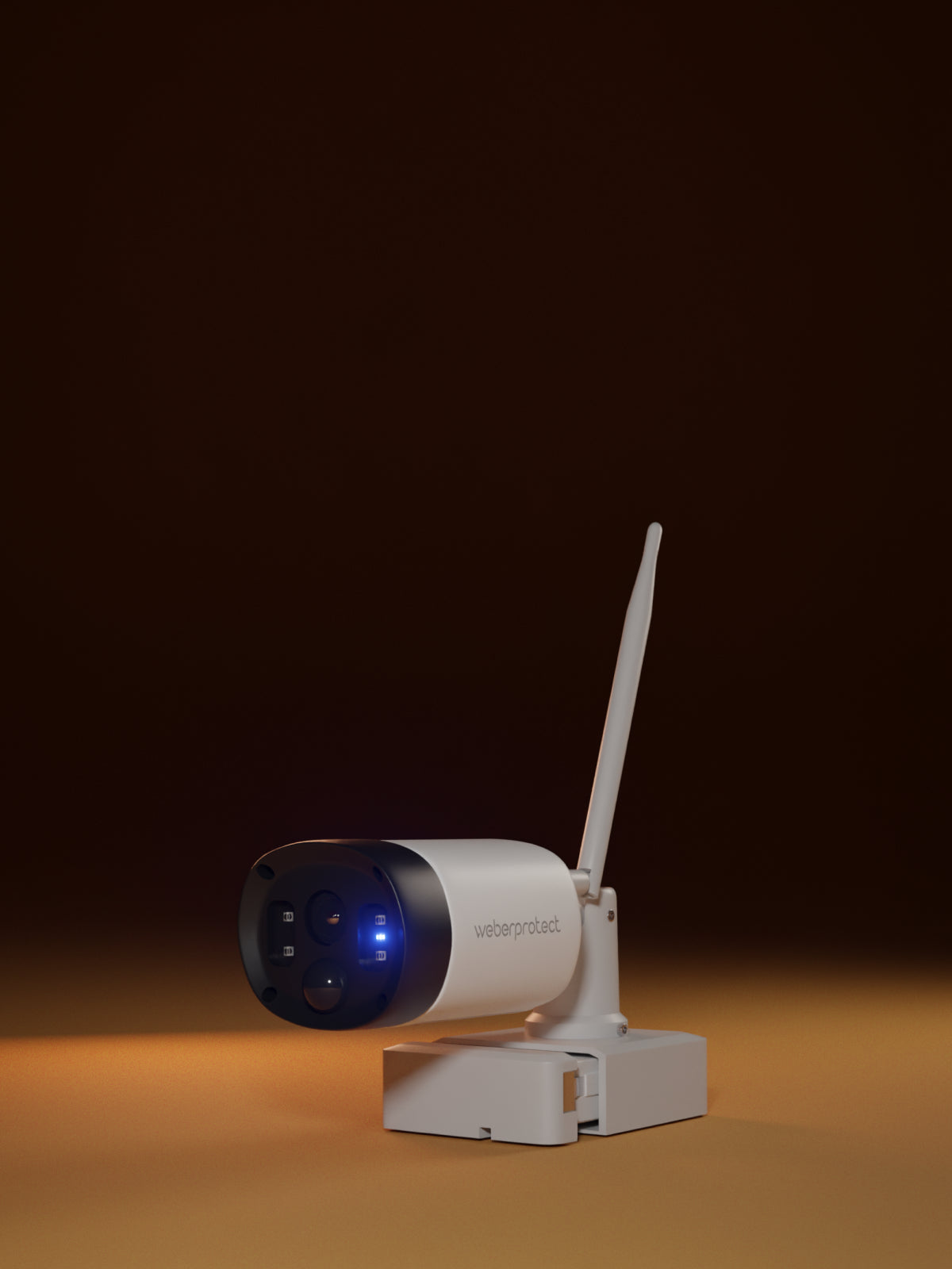 Weber Protect Apollo 2 Akku Überwachungskamera auf neutralem Hintergrund