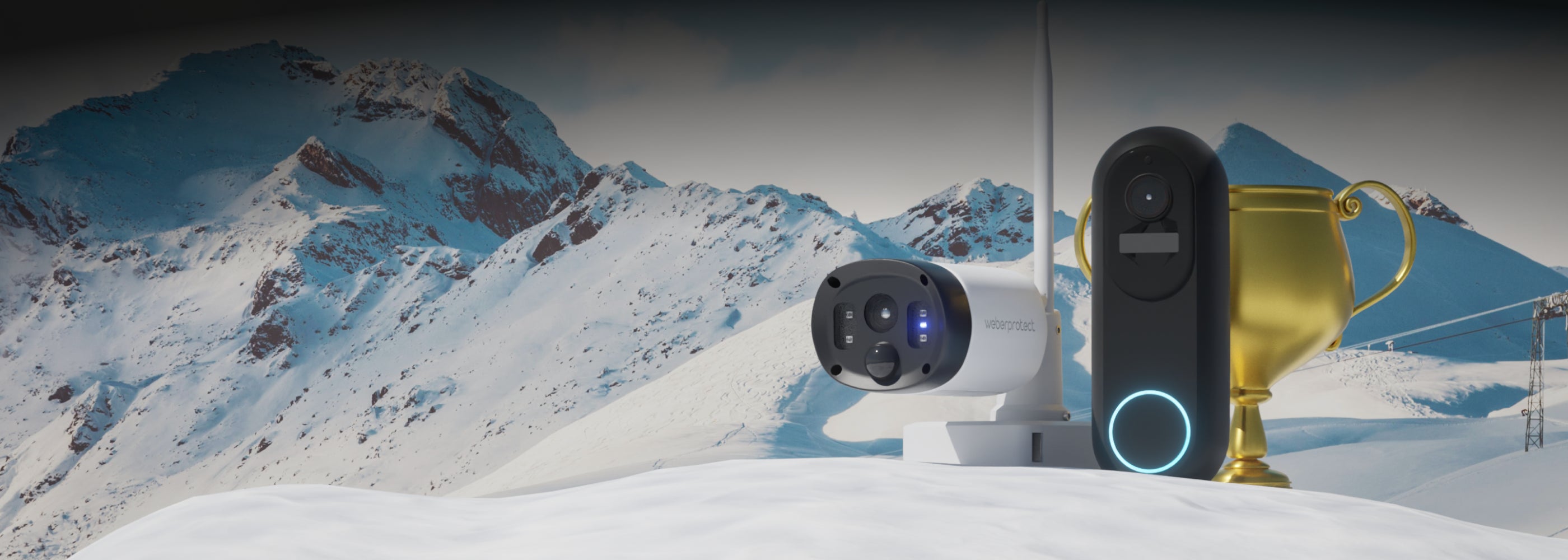 Weber Protect Produkte mit Pokal in Alpen